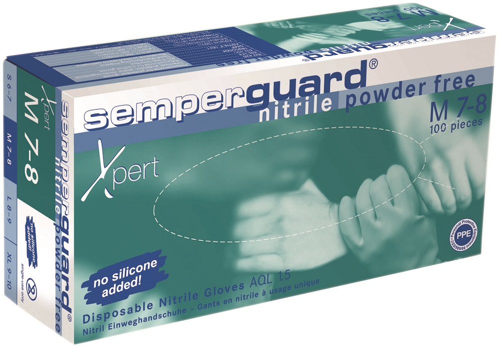 Jednorázové rukavice SEMPERGUARD® XPERT 07/S - nepudrované - modré 10