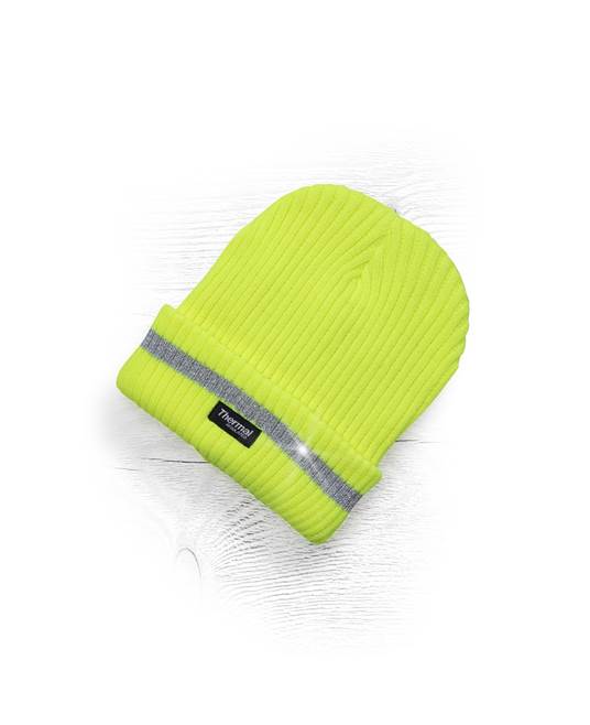 Zimní čepice pletená fleece  ARDON®SPARK s reflex. pruhem žlutá 